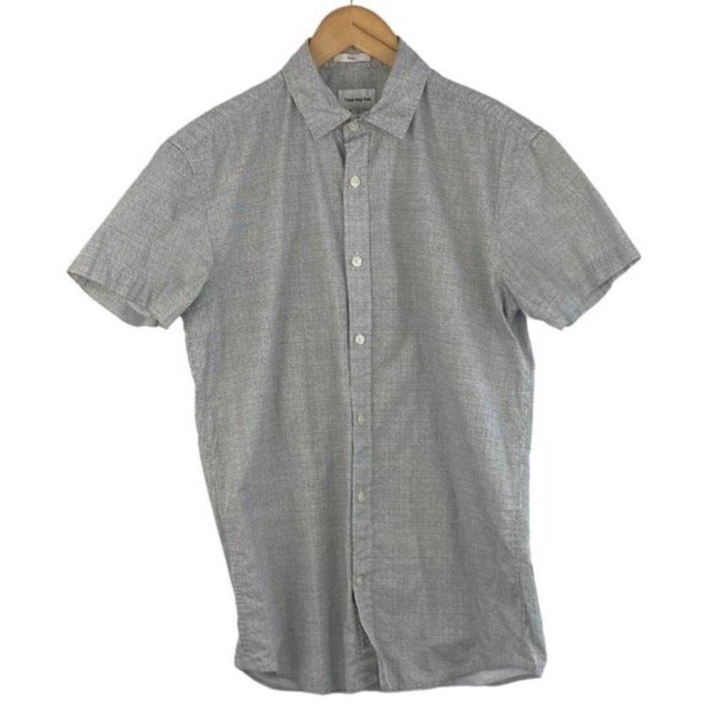 Frank And Oak Men's White Black Polka Dot Short Sleeve Button Up Shirt US S